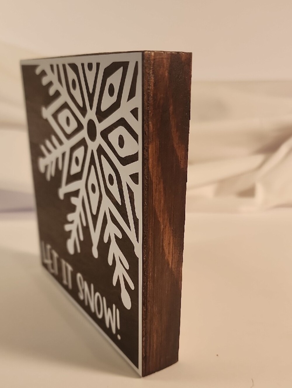 Holiday Wood Stain & White Decorative Sign Set - Let It Snow & Sleigh Rides - Picture 3 of 5